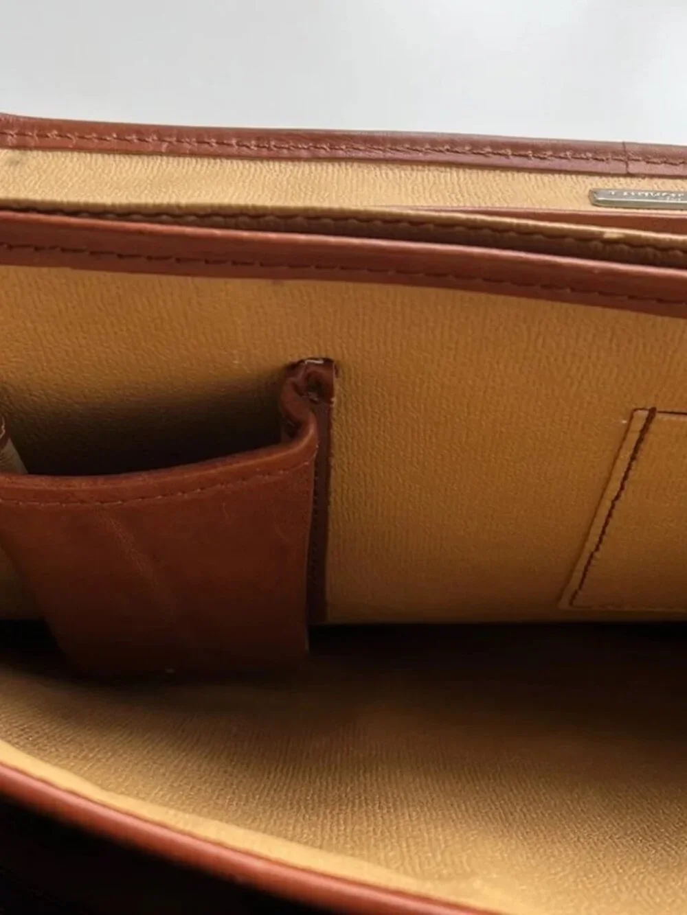 T. Anthony Soft Flap Briefcase Laptop Bag Brown Italian Leather Shoulder Strap